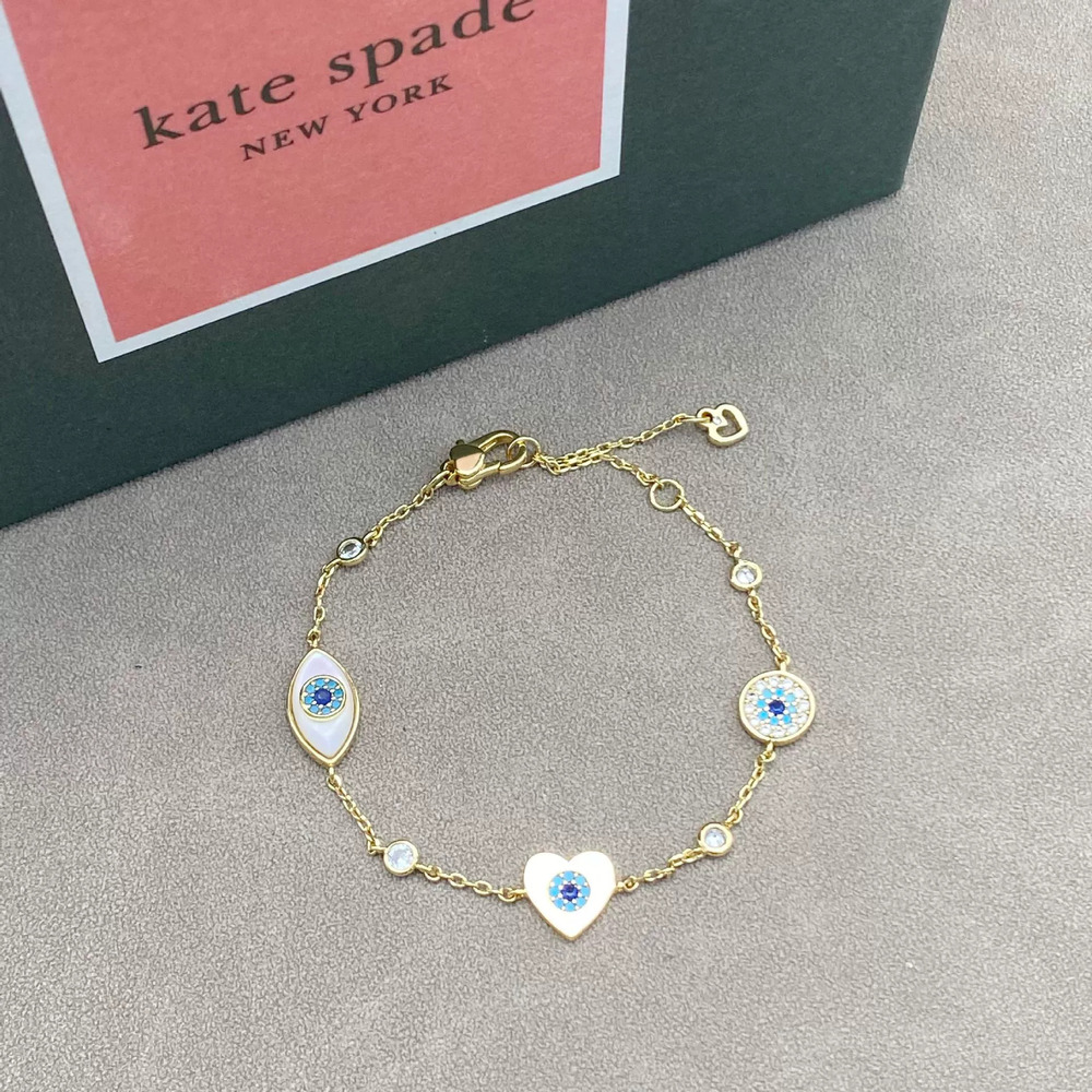 kate spade Copper Evil Eye Mother of Pearl Heart Charm Bracelet
